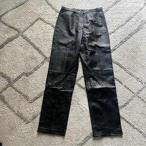 Mix It black leather pants high rise straight leg 8